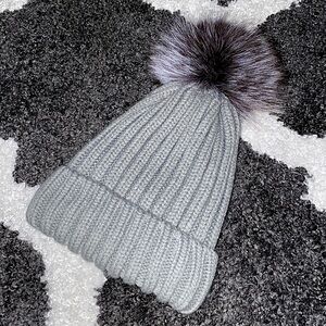 Grey Fur Beanie